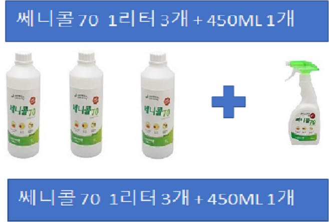 세니콜70 쎄니콜 살균 소독제 1L 3개+ 분무기 1개, 3개