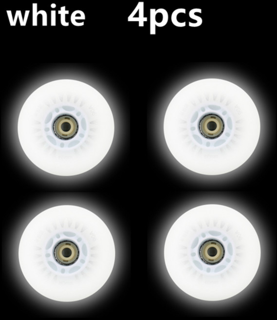 ILUDA 인라인하키스케이트 LED 플래시 휠 인라인 스케이트 스피드 록 팬시 롤러 PU 타이어 60mm 62mm 64mm 68mm 70mm 72mm 76mm 80mm 90mm, white