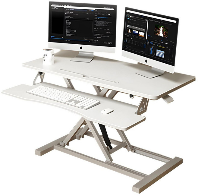 ZOZOFO 에어 리프트 높이조절 테이블 스탠딩 노트북 게이밍 책상 사무실 책상, 화이트