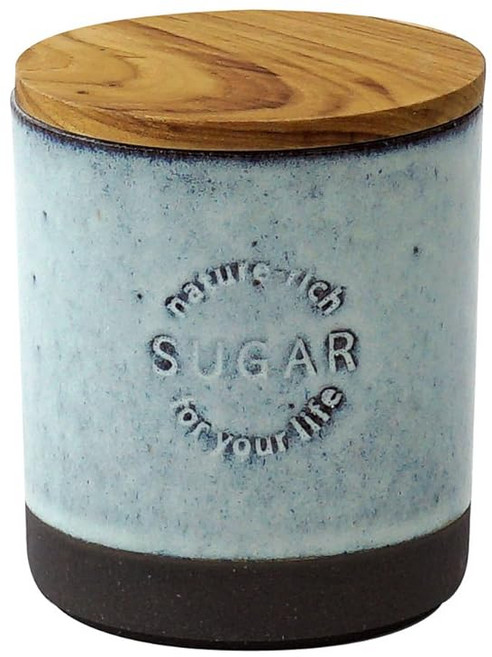 LOLO | 캐니스터 화이트 SUGAR 설탕 흑토 도자기 티크 나무 뚜껑 일본제 일본식기 420ml, 1개, 1ml