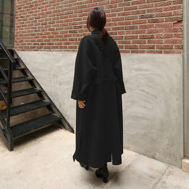 맥시 롱 코트 키 큰 햅번 스타일 모직 여성용 무릎부터 발목까지 오는 슈퍼 블