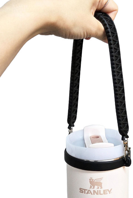 스탠리 텀블러 스트랩 실리콘 홀더 스타벅스 스텐리 호환 손잡이 끈 핸들 백 텀꾸 꾸미기, 블랙, 1개