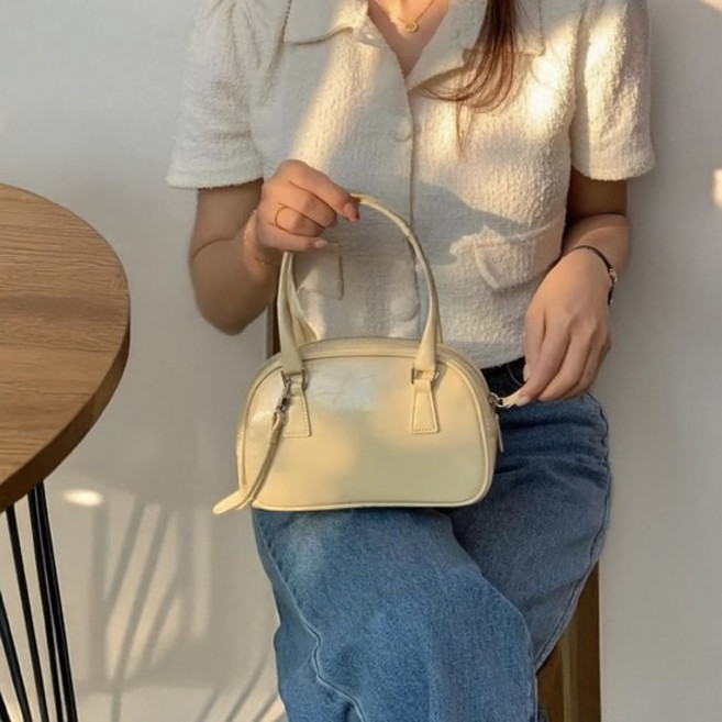 여성 미니 스퀘어백 보스턴 가죽 핸드백 가방