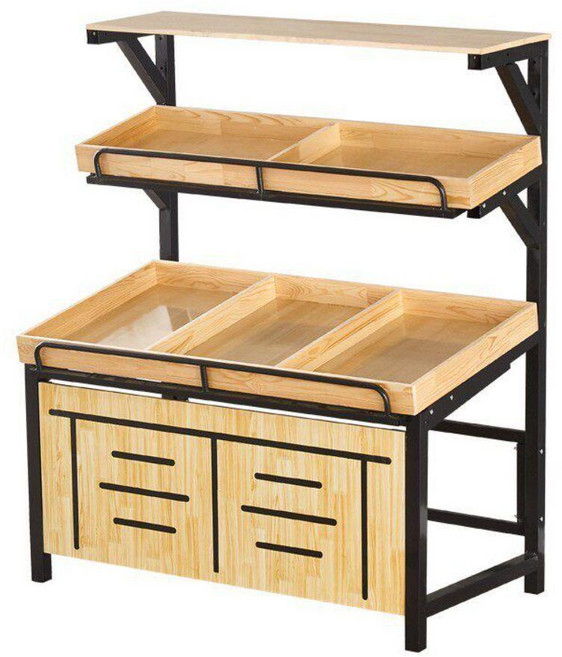 과일 선반 매대 진열대 디스플레이 경사형 판매대 원목 다층 빵, 1.2미터 더블+벤치마크