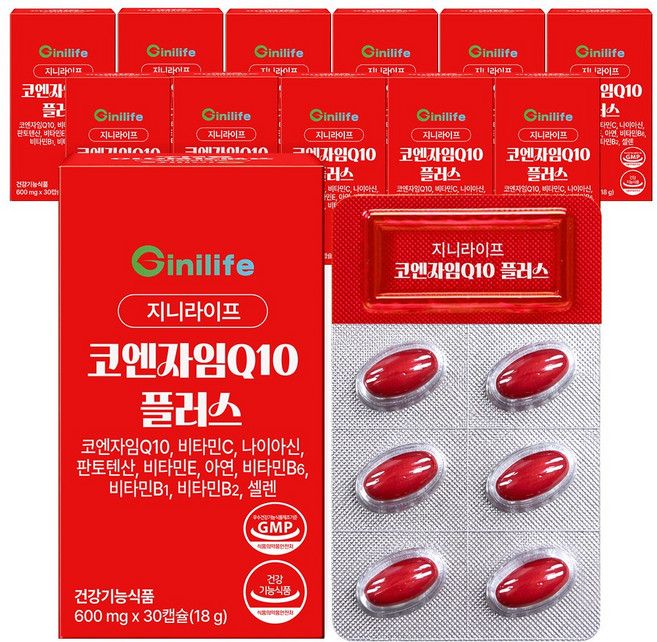 지니라이프 코엔자임Q10 플러스 코큐텐 10중 기능성 식약처 인정 혈압감소 항산화 코엔자임 큐10, 12개, 30정