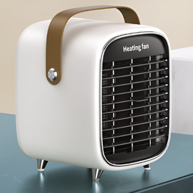 비바영 PCT 저소음 미니온풍기 책상 사무실 욕실 캠핑용 넘어지면 자동 전원차단 전기히터, 퓨어 화이트