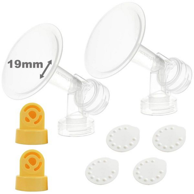 Nenesupply 펌프 부품 19mm 플랜지 메델라 유축기 호환 쉴드 밸브 멤브레인 포함 스타일 심포니 스, 19mm (XS) 유방 실드, 1개