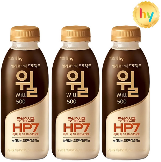 hy 에치와이 헬리코박터 프로젝트 윌 요거트, 3개, 500ml