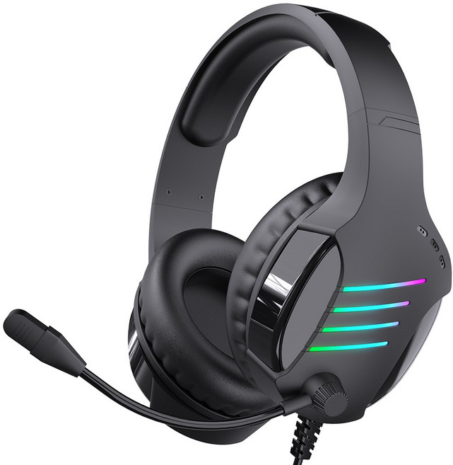 아이리버 노이즈 캔슬링 마이크 레이보우 LED USB 게이밍 헤드셋, EQwear-G7H, BLACK