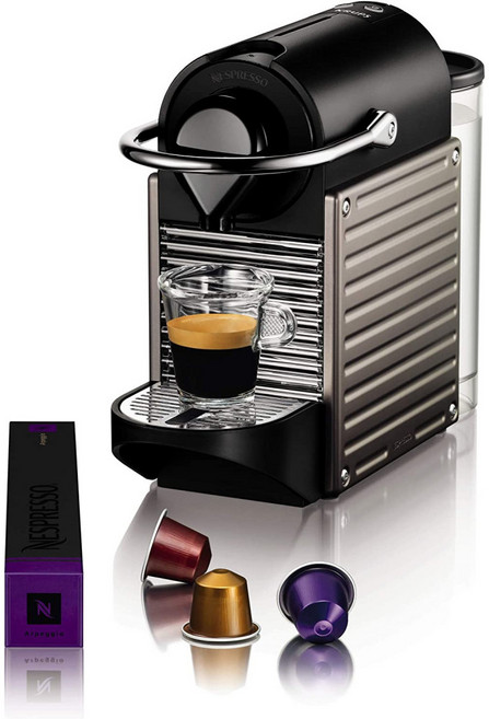Nespresso YY4127FD 픽시 캡슐 커피 머신 티타늄 사무실 탕비실 홈카페 결혼 집들이 선물