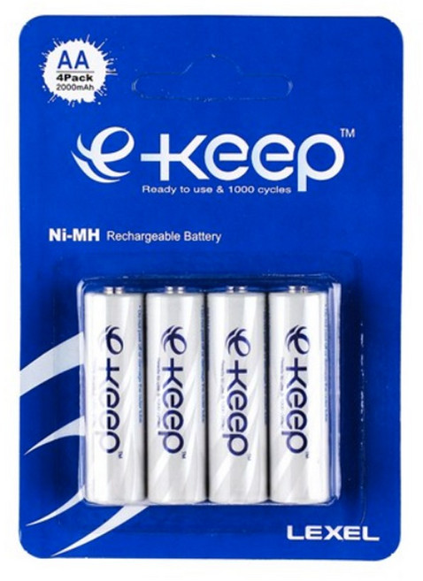 LEXEL 2000mAh AA 4알 충전지, 이킵 2000mAh AA 4알, 1개, 4개입