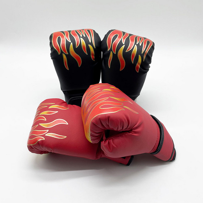 어린이 불꽃글러브 권투 글러브 초등용 집에서 펀치 놀이 대소 2개 1세트, 블랙(소)+레드(소), 1개