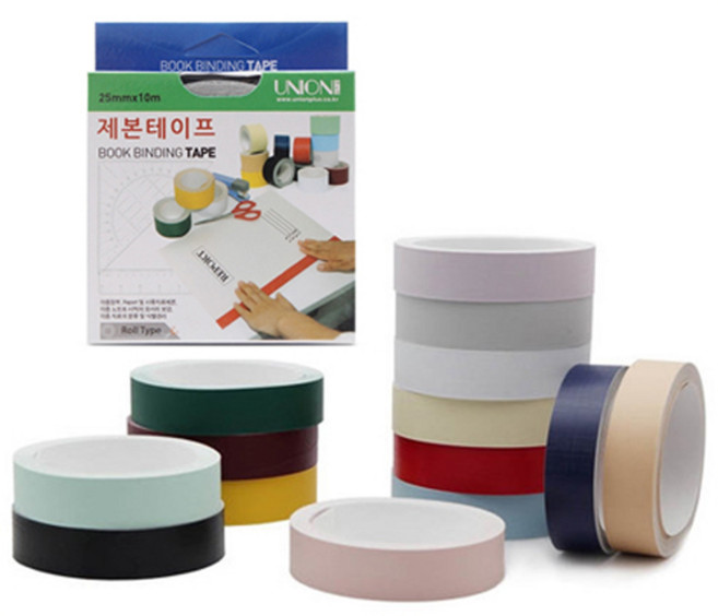 유니온 칼라 제본 테이프 35mmX10M 14색 제본 제본용 라벨, 10.연녹/BT-3510