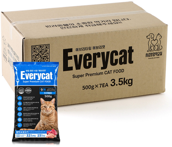 팜스코 에브리캣 고양이사료 3.5kg (500g x 7ea) 참치맛+닭 3.5kg 소포장사료, 닭+참치, 1개