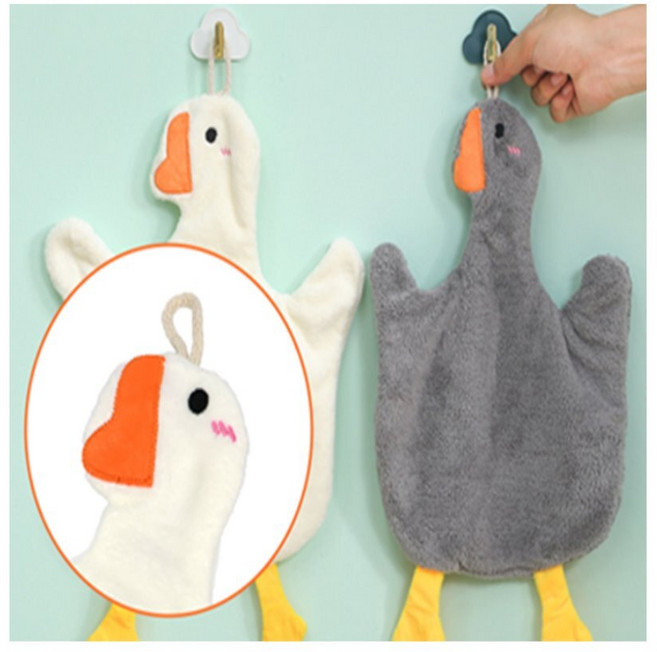 요비월드 펭귄 고리 타올 걸이수건 핸드타월 고리수건답례품, 그레이