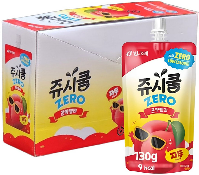 빙그레 쥬시쿨 제로 곤약젤리 자두, 10개, 130g