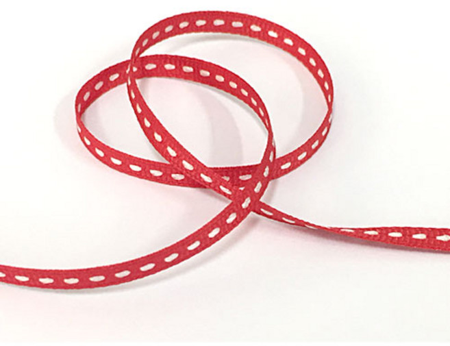 스티치리본(레드)한줄5mm x 2M
