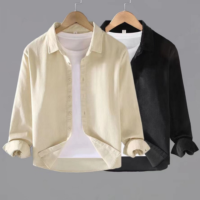 jieve 1+1남성 캐주얼 긴팔 셔츠 봄가을용 단순 디자인 코듀로이 셔츠SL112982