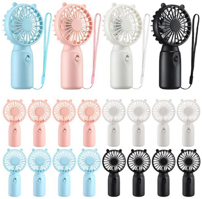 Glooglitter 48 Pcs Mini Portable Fans Bulk Handheld Battery Operated Fan with Lanyard Cooling Lig, 16, 화이트 블랙 블루 핑크