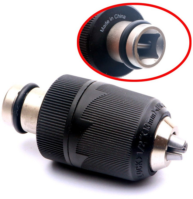 원터치 키레스척 1/2SQ 임팩 소켓 렌치 어댑터 2mm~13mm 키리스척 일체형 아답타 임팩렌치 에어임팩렌치 전기임팩렌치 드릴척 드릴 임펙 비트 빗트 날 장착, 1개