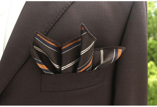男士復古休閒西裝口袋巾胸巾花紋咖色婚禮拍照宴會百搭西服配飾