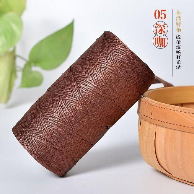 good 絲光冰絲棉麻線編織手工手編帽子遮陽帽鉤針包包坐墊毛線, 深咖