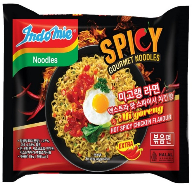 인도미 미고랭 라면 엑스트라 핫 스파이시 치킨향 83g, 5개