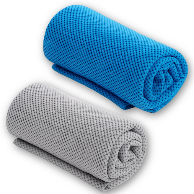 [시즌OFF 특가]모어코지 아이스 쿨타올 쿨링 스포츠타올 2개, 그레이 스카이 x 1세트