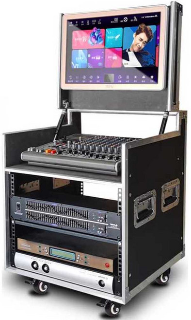 오디오랙 캐비닛 진열장 거실장 선반 무대 공연 10U, 16U 확장 강화 상부 덮개+전면 투명문