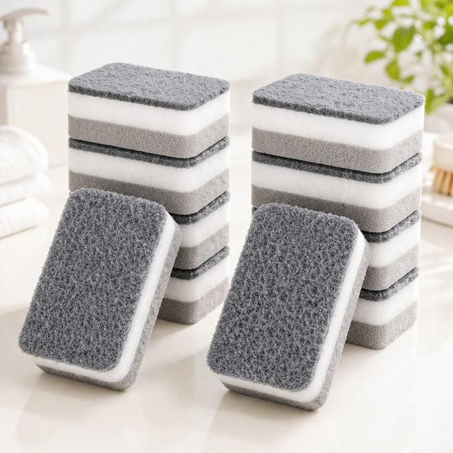 벨이지몰 양면 무흠집 스펀지 수세미 그레이, 1개, 10개입