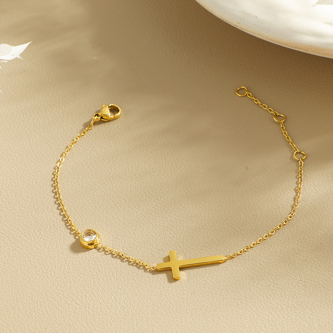 Youmi 여성 14K 도금 십자가 포인트 팔찌 AP01