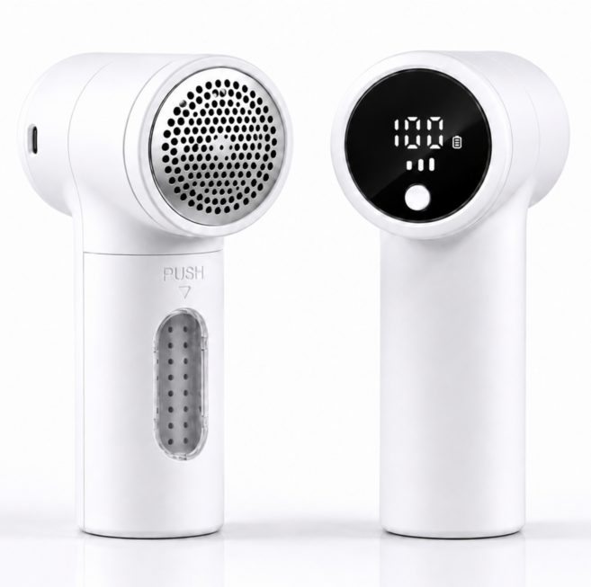 충전식 LED 보풀제거기 무선 휴대용 6중날 3단 조절 니트 코트 스웨터 옷 보푸라기 제거기, 화이트, HS-002