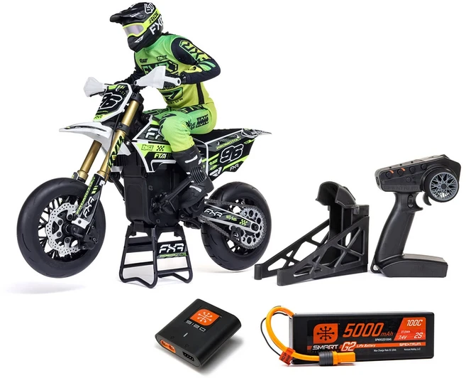 LOSI Promoto-SM FXR RC 오토바이 1/4 시뮬레이션 전기 RC 원격 제어 모델 자동차 성인 어린이 장난감 LOS-, 01 녹색