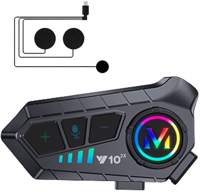 FDUCE 헬멧 블루투스 헤드셋 오토바이 헬멧용 이어폰 소프트 마이크, Y10, 블랙