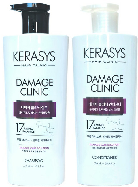 케라시스 단백질 데미지 헤어 클리닉 600ml 샴푸1+컨디셔너1, 1개