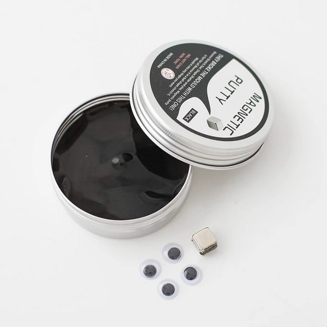 신기한 액체괴물 자석 슬라임 유체 매직 마그네틱 클레이 감압 완구 액체자석장난감 슬라임 개학 선물 실리콘 재질 (장식용 작은 안경 렌즈를 함께 제공), 마그네틱 블랙 [1피스] [자석+눈 보내기], 1개