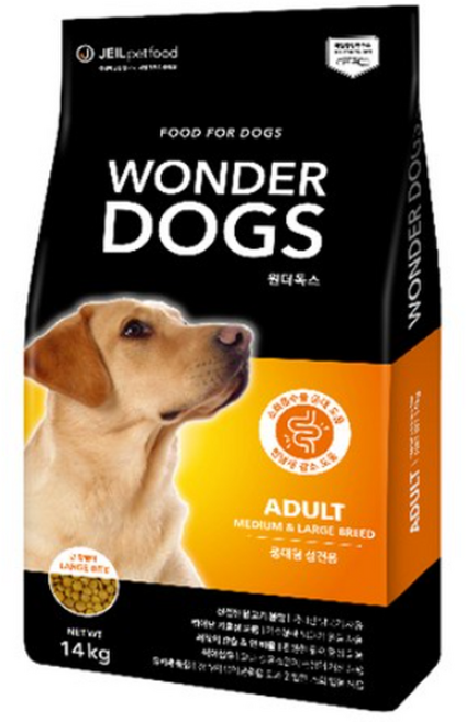 원더독스 어덜트 큰알갱이 중대형견용 14kg 강아지관절에좋은음식, 닭, 1개