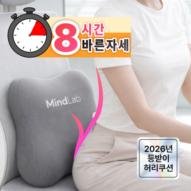 마인드랩 바른자세 사무실 등받이 허리쿠션, 그레이