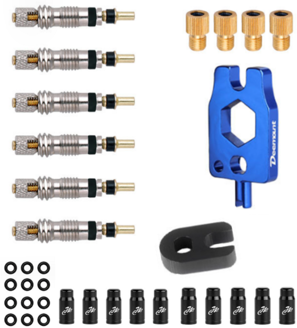 자전거 프레스타 밸브 코어 올인원 세트 구성, 혼합색상, 1세트