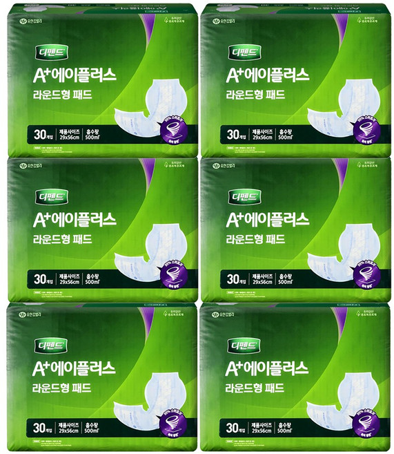 디펜드 라운드형 속기저귀 30매x6팩 안심장시간용 성인용기저귀, 6개, 30개입