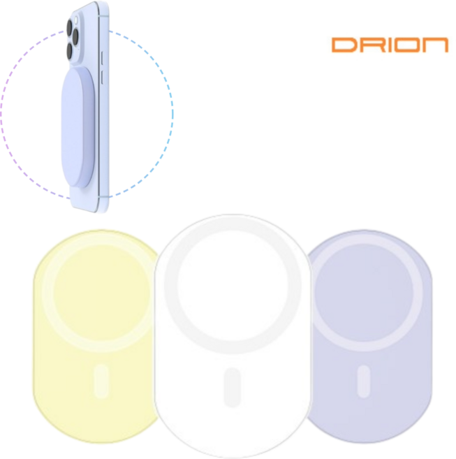 드리온 맥세이프 보조배터리 C타입 슬림 미니 휴대용 무선 충전기 아이폰 갤럭시 3000mAh, 버터