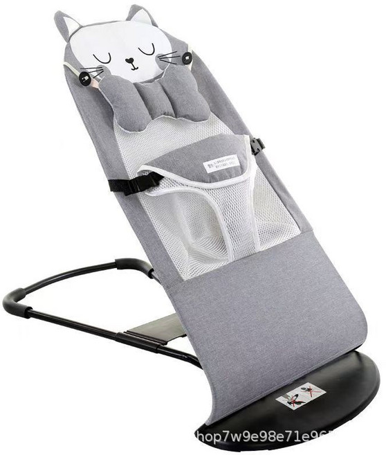 DIU 嬰兒搖搖椅嬰兒悠悠車搖籃搖搖籃牀哄娃神器搖搖椅躺椅哄睡安撫椅, 1件, 灰色貓咪款:純搖椅  不帶玩具架和掛件