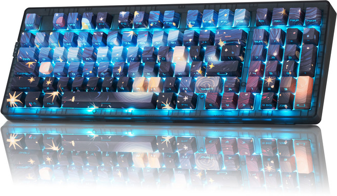 ZORNHER ZH980 98키 무선 게이밍 키보드 예술적인 키캡 3가지 연결 모드 지원, 독자규격 스위치, Starry Night