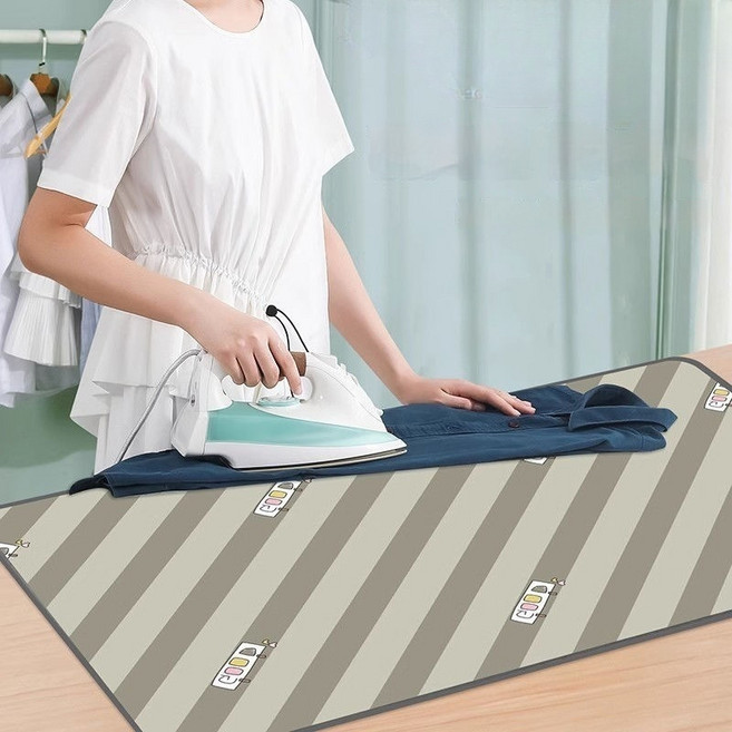 가정용 접이식 다리미판 소형 침대용 의류 다리미 방열 매트H374, 초록색 줄무늬