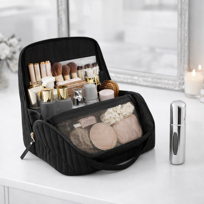 에브리봄 로맨틱무드 대용량 여행용 화장품 파우치 올인원 분리수납 특대형