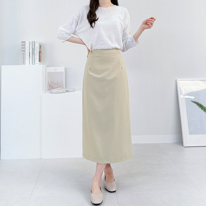 마르쉘 롱스커트 55~100 빅사이즈 H라인 스커트 여성 정장치마 기모 헤링본 사계절