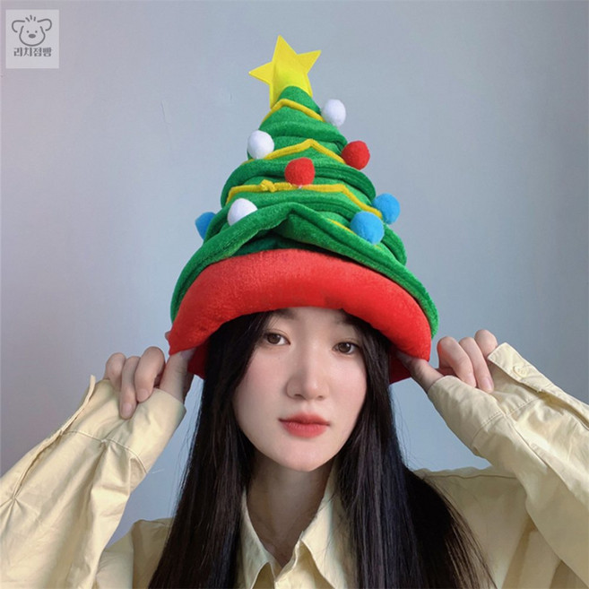리2치점빵 크리스마스 트리모자 성탄장식 웃긴모자