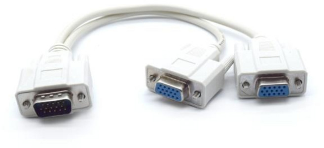 (티테크놀로지) RGB(VGA) 케이블 Y형 아날로그 병렬분배 T-VGAM2F (0.25m), 1개