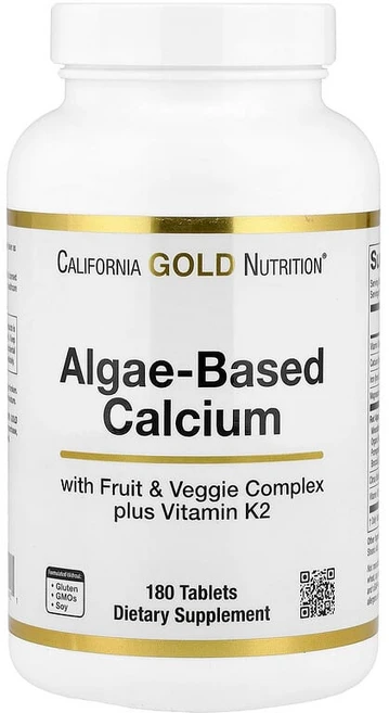 California Gold Nutrition 해조류 유래 칼슘 칼슘 비타민D3 마그네슘 유기농 딸기 라즈베리 블루베리 함유 180정 SPN-02442, 1개 - 쿠팡
