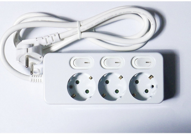 신성전기산업 국산 개별 스위치 16A 4구 5구 6구 누전차단 과부하차단 접지 멀티탭, 3m, 1개, 화이트개별3구